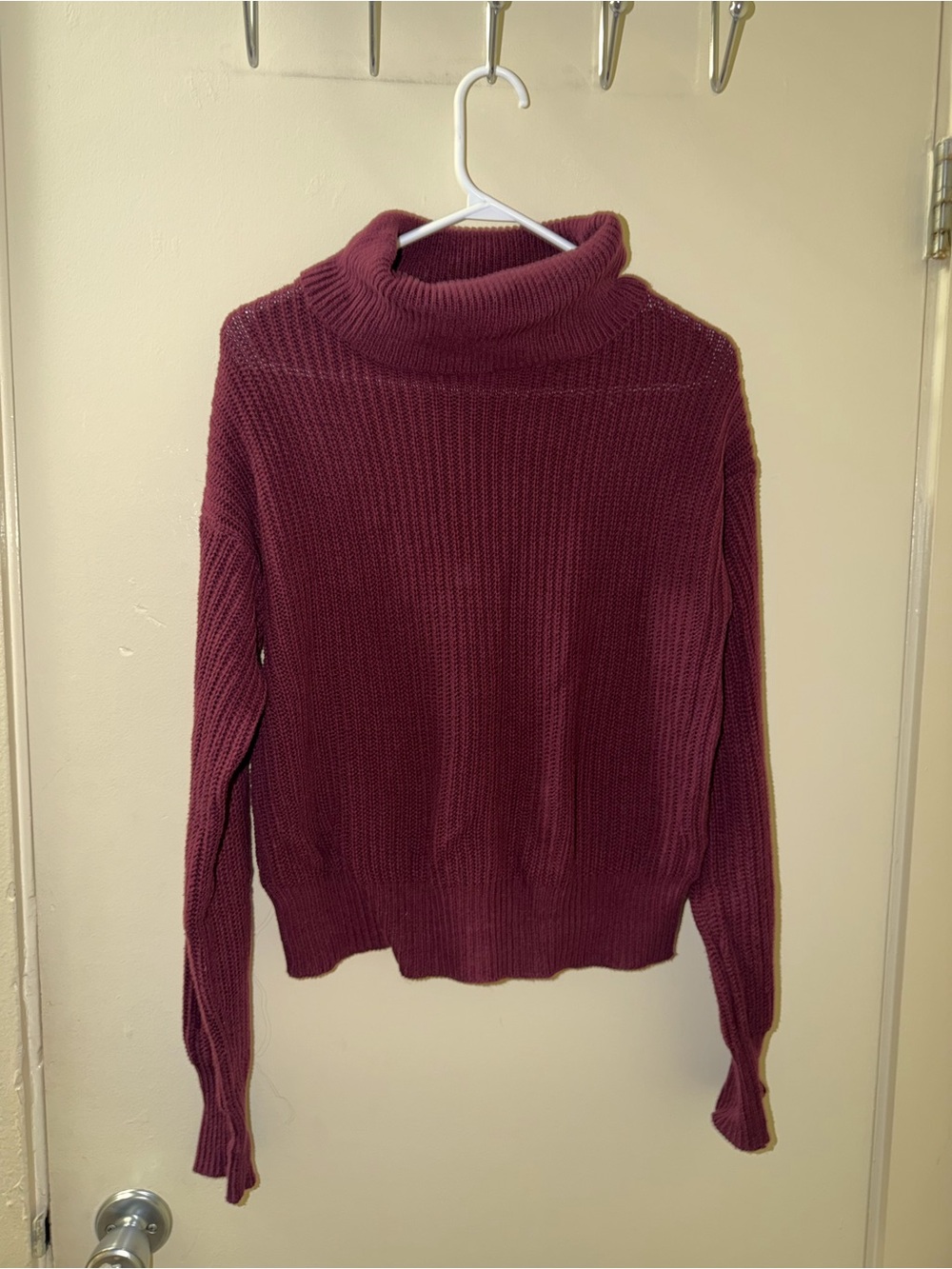 Fashion Nova Wine Ribbed Turtleneck Sweater